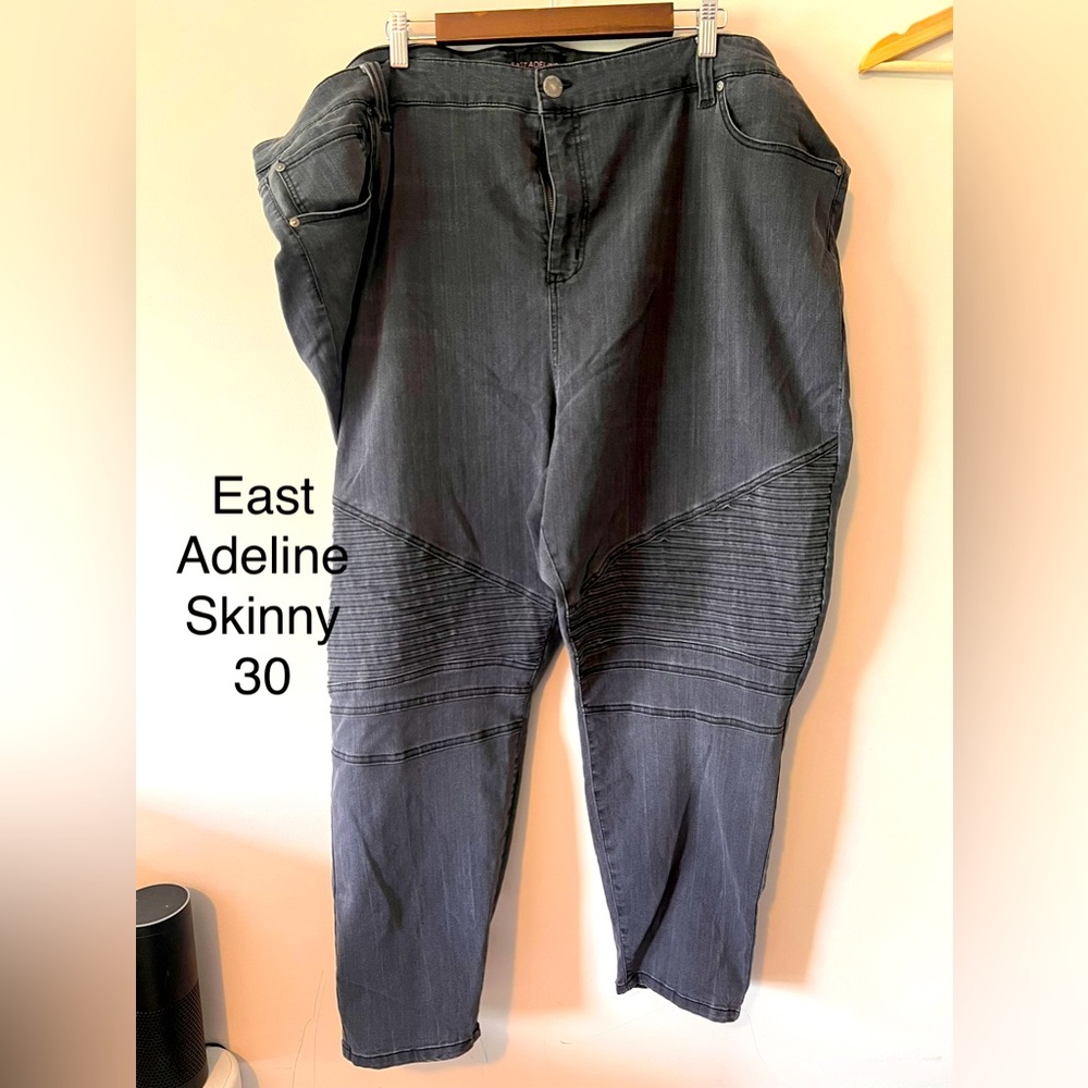 Plus size 30 east Adeline skinny gray moto style jeans